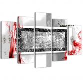 Leinwandbild 5 teilig, Abstrakt Grau Rot 