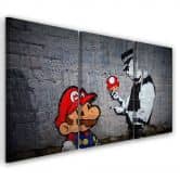 Leinwandbild 3-teilig, Banksy Mario Graffiti 