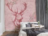 Fototapete, Shabby Chic Stil Hirsche auf rosa Hintergrund - Andrea Haase 