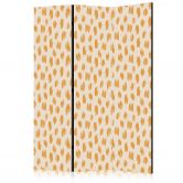 Paravent, Raumteiler freistehend, Trennwand - Drawn Pattern in Spots and Dots in Orange and Ecru 