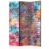 Screen room divider - Farverige mursten, 3-delt - 135x172 cm 