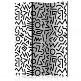 Paravent, Raumteiler freistehend, Trennwand - Schwarz-Weiß-Labyrinth 