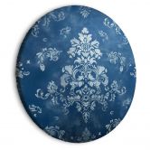 Rundes Leinwandbild Retro Ornament: Dekoratives Motiv in verwaschenem Blau 