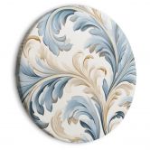 Rundes Leinwandbild Barocke Ornamente in Creme-Blau 