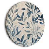 Rundes Leinwandbild Blaue Blätter: Zartes botanisches Motiv 