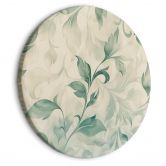Rundes Leinwandbild Botanisches Aquarell-Motiv: Zarte grün-beige Blätter 
