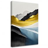 Leinwandbild, Abstrakte Berge gold 