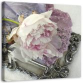 Leinwandbild, Rose Blumen auf einem Spiegel 