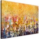 Canvas schilderij, kleurrijke bloemen weide natuur 
