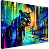 Leinwandbild, Panther Tiere Abstraktion 