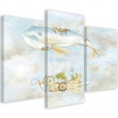 Leinwandbild 3 teilig, Fliegerwal und Schiff 