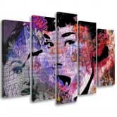 Leinwandbild 5 teilig, Audrey Hepburn 