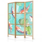 Japanischer Paravent, Raumteiler freistehend, Trennwand - Spectacular Fish in Crystal Clear Water 