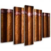 5 stykke lærredstryk, cubansk cigar 