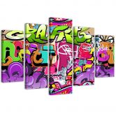 Leinwandbild 5 teilig, Graffiti-Abstraktion 