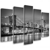 Wandbild 5-teilig, New York bei Nacht 