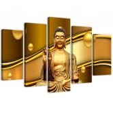Canvas print 5 stuks, Boeddha Gouden Feng Shui 