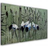 Leinwandbild 3-teilig, Kraniche Vögel Wasser Natur 
