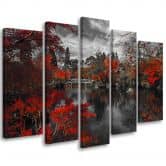 5-delige canvasprint Tuin Japan Rood 