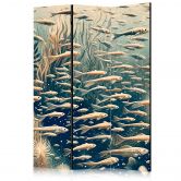 Paravent, Raumteiler freistehend, Trennwand - Life in the Ocean in Retro Style 