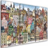 Leinwandbild 3 teilig, Fröhliche Stadt 