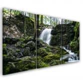 Leinwandbild 3-teilig, Wasserfall Wald Felsen 