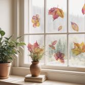 Fensterbild Bunte Herbstblätter | Herbstliche Fensterdeko (18tlg.) 