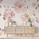 Fototapet med georginer shabby chic pink - Bloomery Decor 