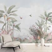 Dschungel-Fototapete Wohnzimmer - Tropische Idylle mit Kolibri Blau - Bloomery Decor 