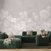 Florale Fototapete Wildblumen in Kreide-Optik Beige - Bloomery Decor 