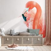 Fototapet Goed Blauw - Pink Flamingo 