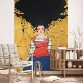 Wall Mural Dreamer in golden light - Hülya 