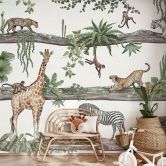 Kinderzimmer Fototapete Afrikanische Tiere im Dschungel - Kikki Belle 