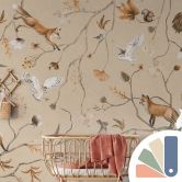 Fototapete Verspielte Waldtiere auf Ästen - Kikki Belle 