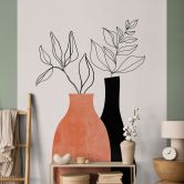 Wall Mural Vases in black and orange - Kubistika 