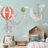 Wall Mural Flying animals with hot air balloon - Skellern 