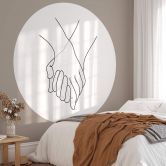 Behangcirkel 1X Studio - Line Art Hand in Hand - vliesbehang/zelfklevend vliesbehang 