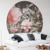 Round wall mural Annie - Pink Roses - non self-adhesive/self-adhesive wallpapers 