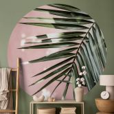 Fototapete Palmenblatt vor rosa Wand - Böhmer - Rund - Selbstklebend/Vlies 