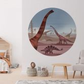 Kinder-Fototapete Im Land der Dinosaurier -  Rund - Braun - Selbstklebend/Vlies 