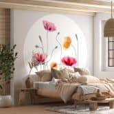 Behangcirkel Disher - Colourful Poppies - vliesbehang/zelfklevend vliesbehang 