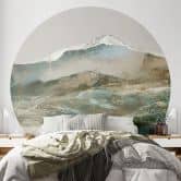 Papier peint photo rond Montagnes abstraites - Hobday - papier peint intissé/papier peint intissé autocollant 