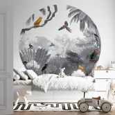 Papier peint photo rond Kikki Belle - Tropical Birds - papier peint intissé/papier peint intissé autocollant 