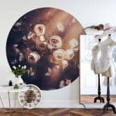 Papier peint photo rond Kiral - Le bouquet de roses - papier peint intissé/papier peint intissé autocollant 