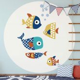 Round wall mural Kubistika - Colorful Fish - non self-adhesive/self-adhesive wallpapers 