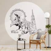 Behangcirkel Love your City - Wenen, Oostenrijk - zwart wit - vliesbehang/zelfklevend vliesbehang 