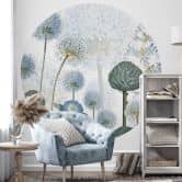 Fototapete Sir Edward - Blaue Wildwiese - Rund - Selbstklebend/Vlies 