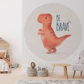 Round wall mural Dino Be Brave - T-Rex - Tunaboylu - non self-adhesive/self-adhesive wallpapers 
