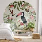 Tapet cirkel Tukan i et jungleparadis - UN Designs - vliesetapet/selvklæbende non-woven tapet 