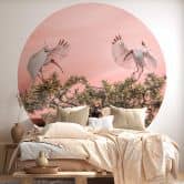 Papier peint photo rond Zhao - Birds at Sunset - papier peint intissé/papier peint intissé autocollant 
